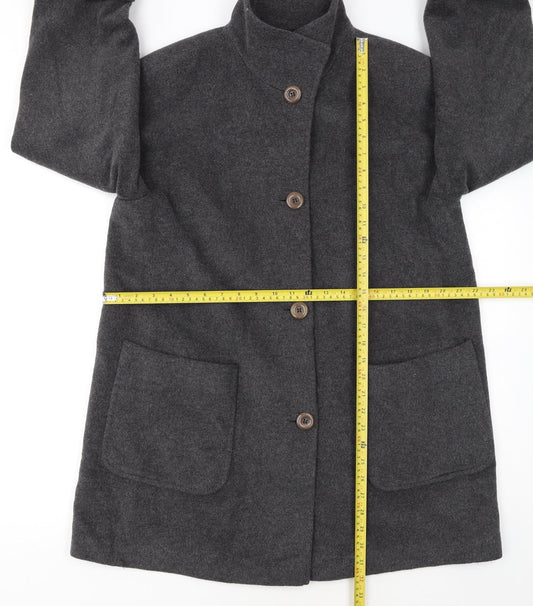 JOBIS Womens Grey Wool Mid-Length Overcoat Size 12