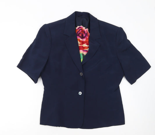 Country Casuals Women's Navy Short Sleeve Suit Jacket Size 14 Classic Fit