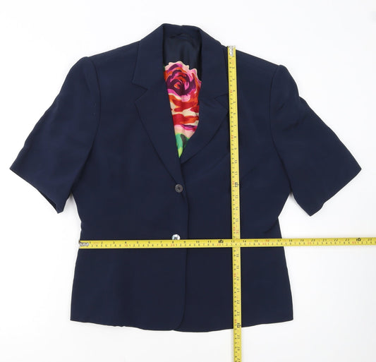 Country Casuals Women's Navy Short Sleeve Suit Jacket Size 14 Classic Fit