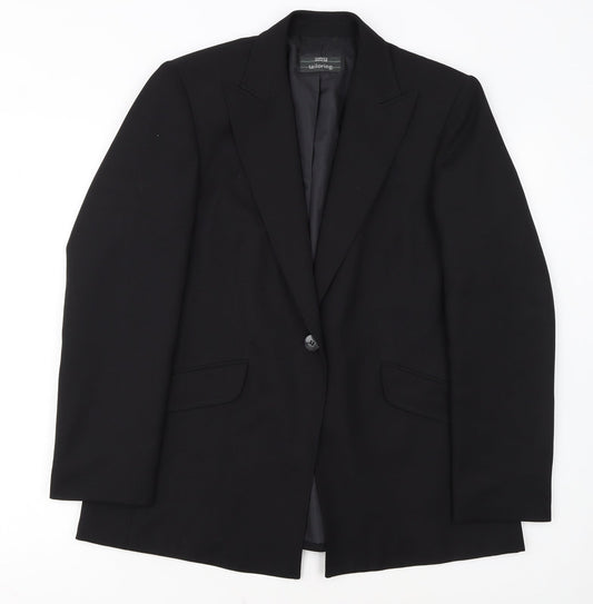 Marks and Spencer Black Tailored Blazer Women UK 14 Single Breasted Workwear Jacket