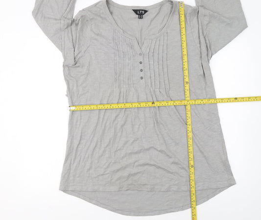 Long Tall Sally Women Grey 3/4 Sleeve Cotton Tunic Blouse Size 20