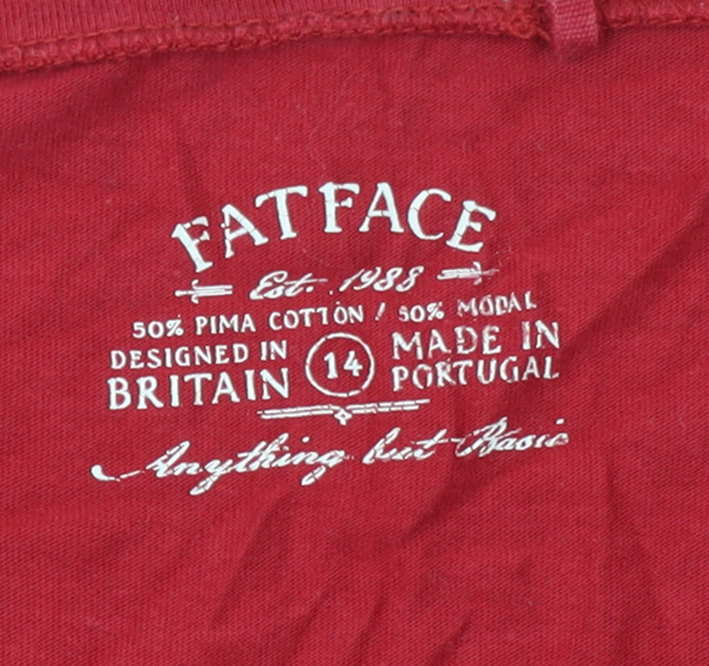 FatFace Women's Red 3/4 Sleeve Basic Jersey T-Shirt Size 14