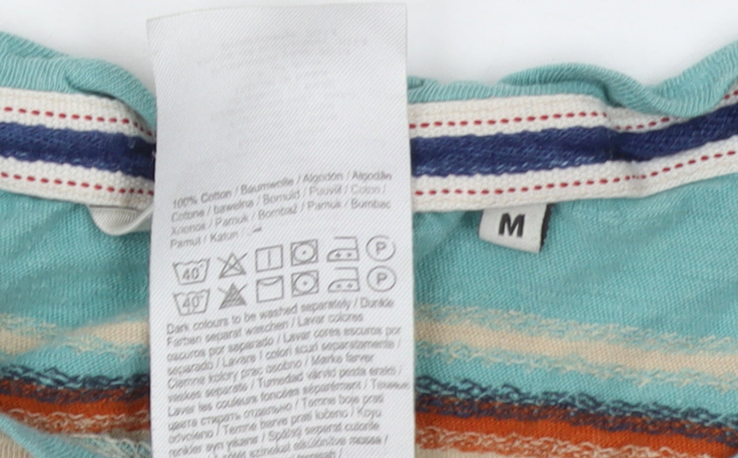 Jack & Jones Men's Multicoloured Striped Cotton T-Shirt Size M