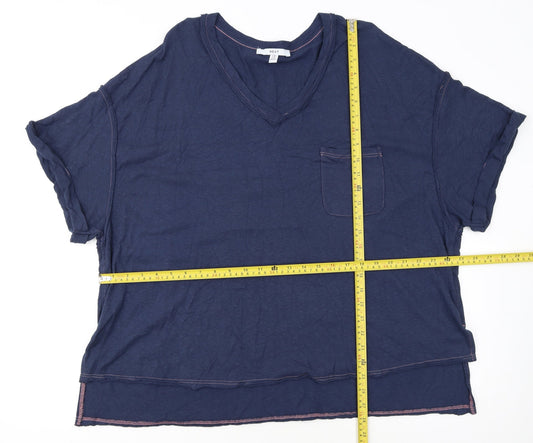 Next Women Blue V-Neck Short Sleeve Cotton Blend T-Shirt Size 22