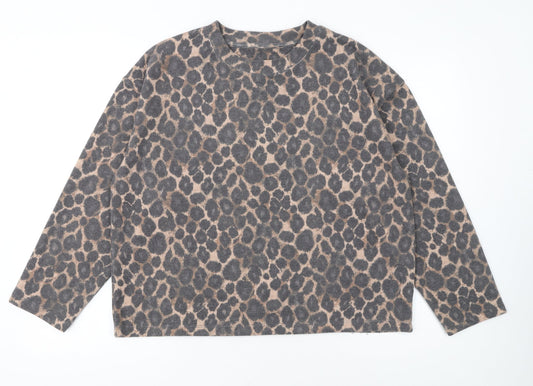 Nutmeg Women's Beige Leopard Print Long Sleeve Pullover Jumper Size 14