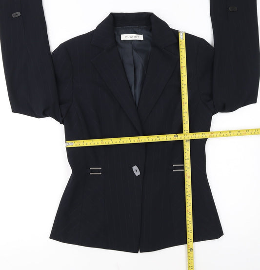 Planet Women's Black Pinstripe Blazer UK 8 Single-Breasted Jacket