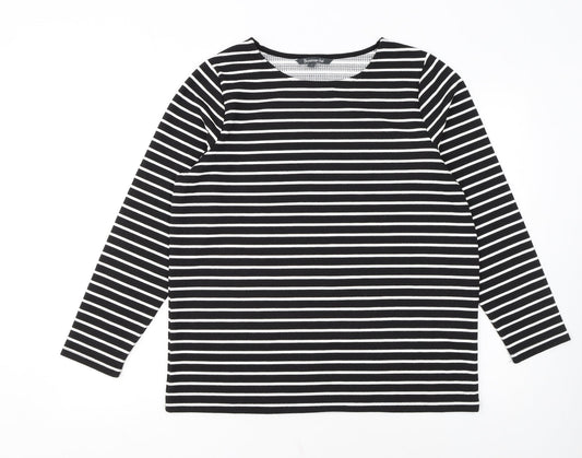 Bonmarché Women Black Striped Long Sleeve Pullover Jumper Size 14