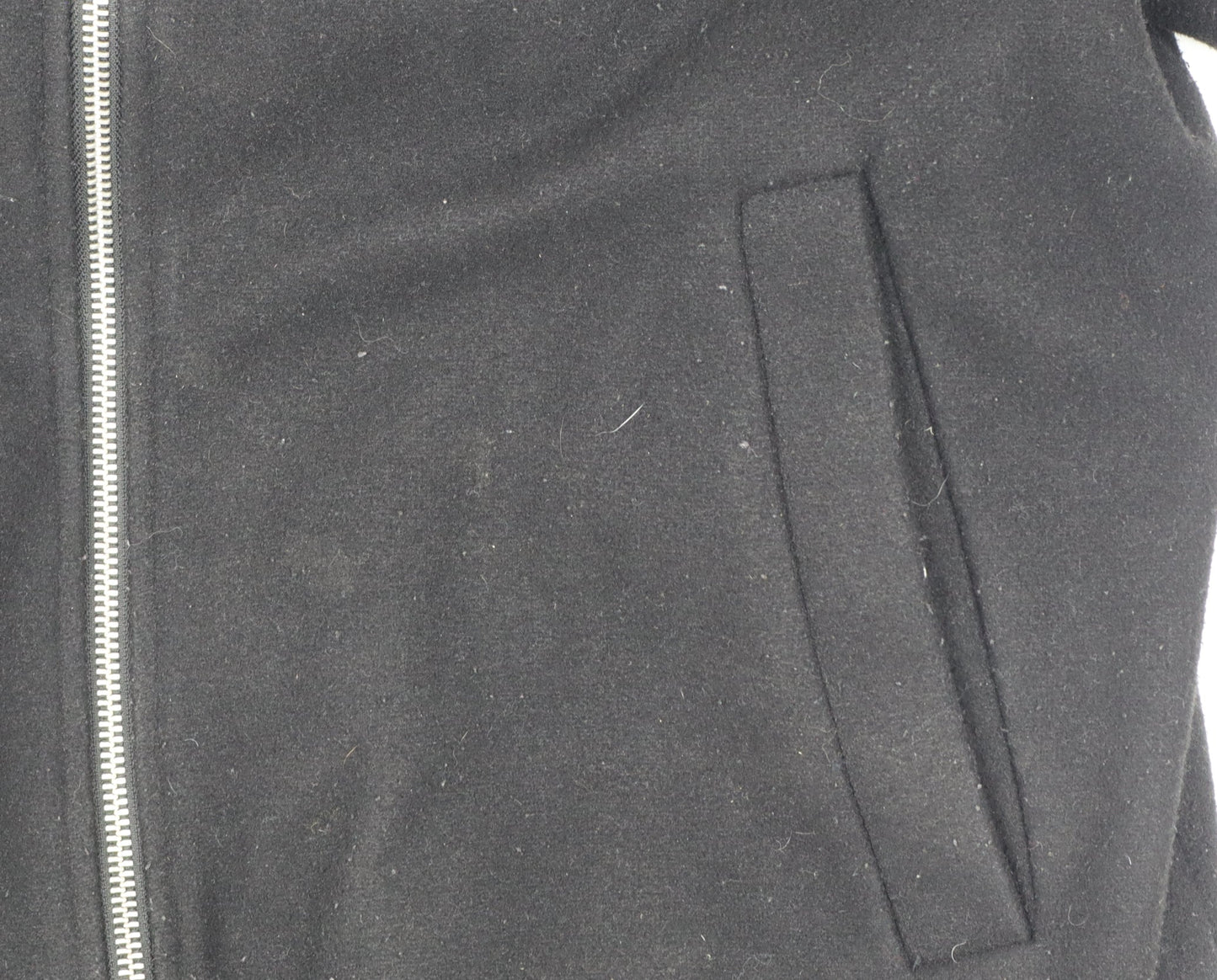 Zara Women Black L Polyester Bomber Jacket with Zip Pockets