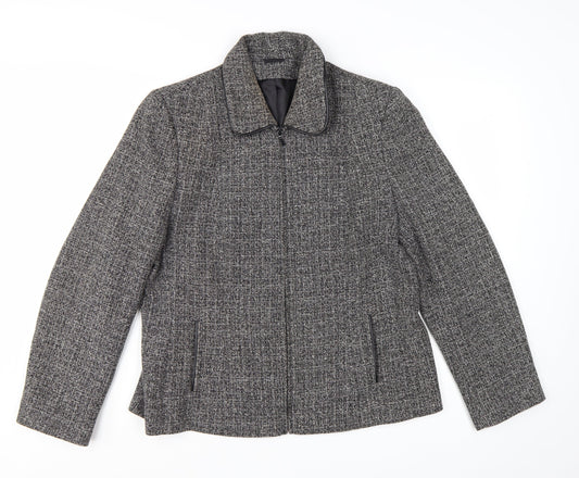 Berkertex Women's Grey Tweed Zip-Up Jacket Size 16 Lined Classic Style