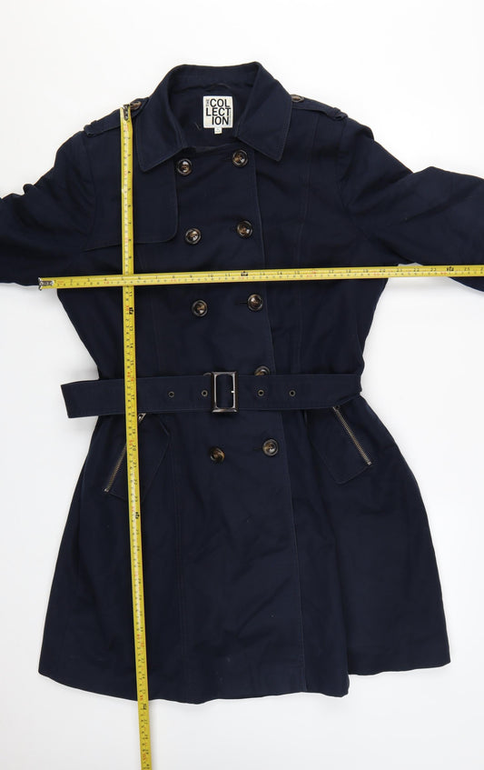 The Collection Debenhams Women's Blue Petite 16 Trench Coat Belted Mid-Length