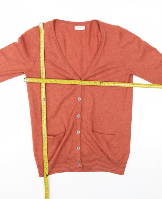 Fat Face Women’s Orange V-Neck Button Cardigan Size 8