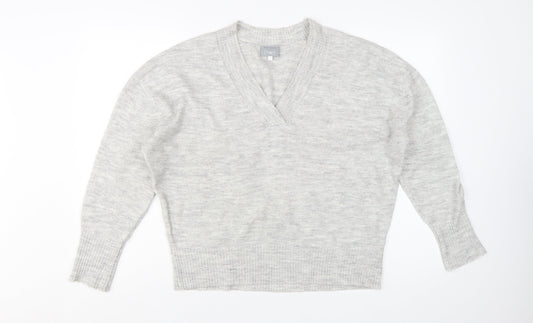 Mint Velvet Women Grey V-Neck Knit Pullover Jumper Size S