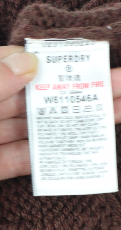 Superdry Womens Brown Roll Neck Cable Knit Jumper Size 12
