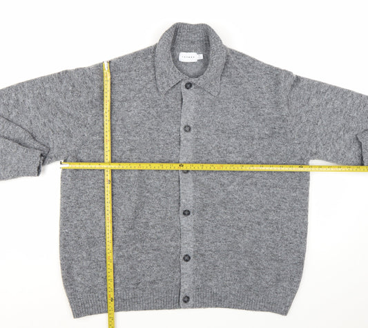 Topman Men’s Grey Collared Button Cardigan XL Regular Fit