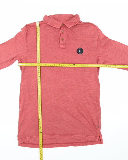 Quiksilver Men's Red Long Sleeve Cotton Polo Shirt Size S