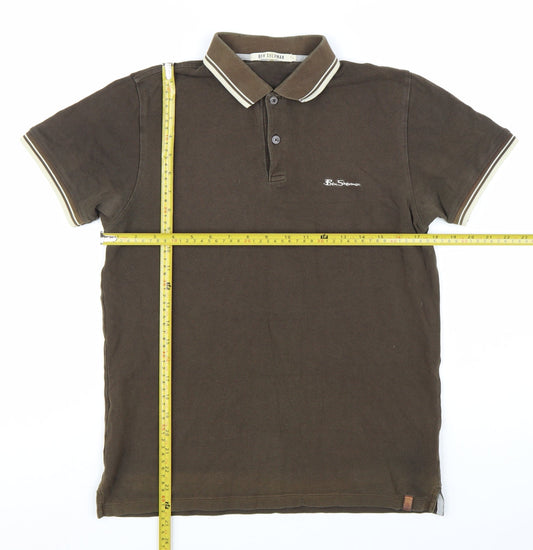 Ben Sherman Men's Brown Cotton Short Sleeve Polo Shirt M