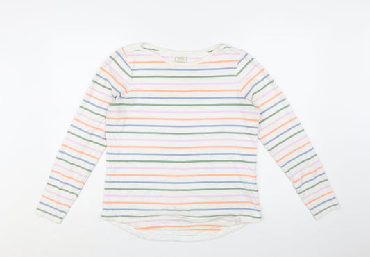Fat Face Womens Multicoloured Striped Cotton Long Sleeve T-Shirt Size 10