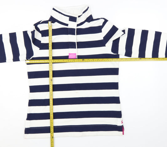 Joules Women’s Blue White Striped Roll Neck Long Sleeve Top UK 12