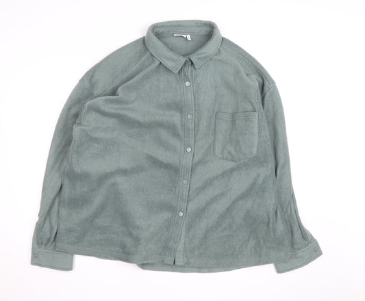 ASOS DESIGN Men's Green Fleece Button Jacket Size L Casual