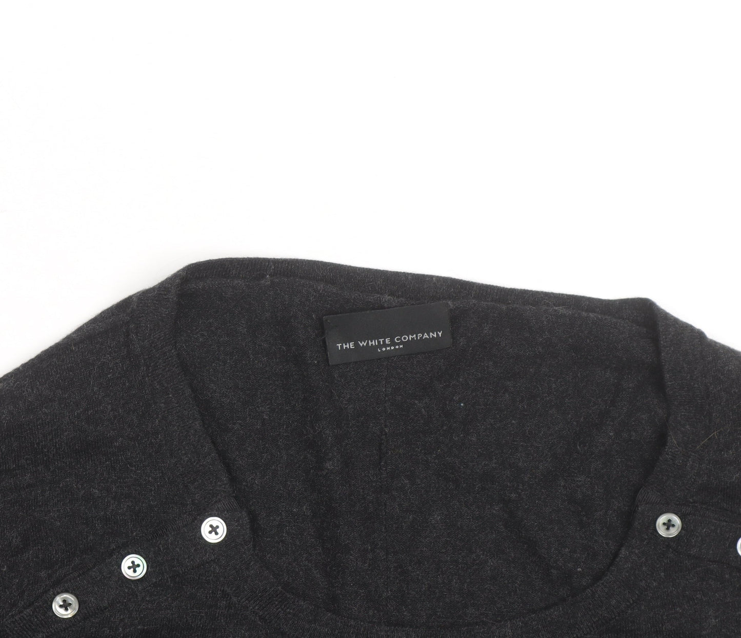 The White Company Women’s Black Wool Button Shoulder Jumper Size L