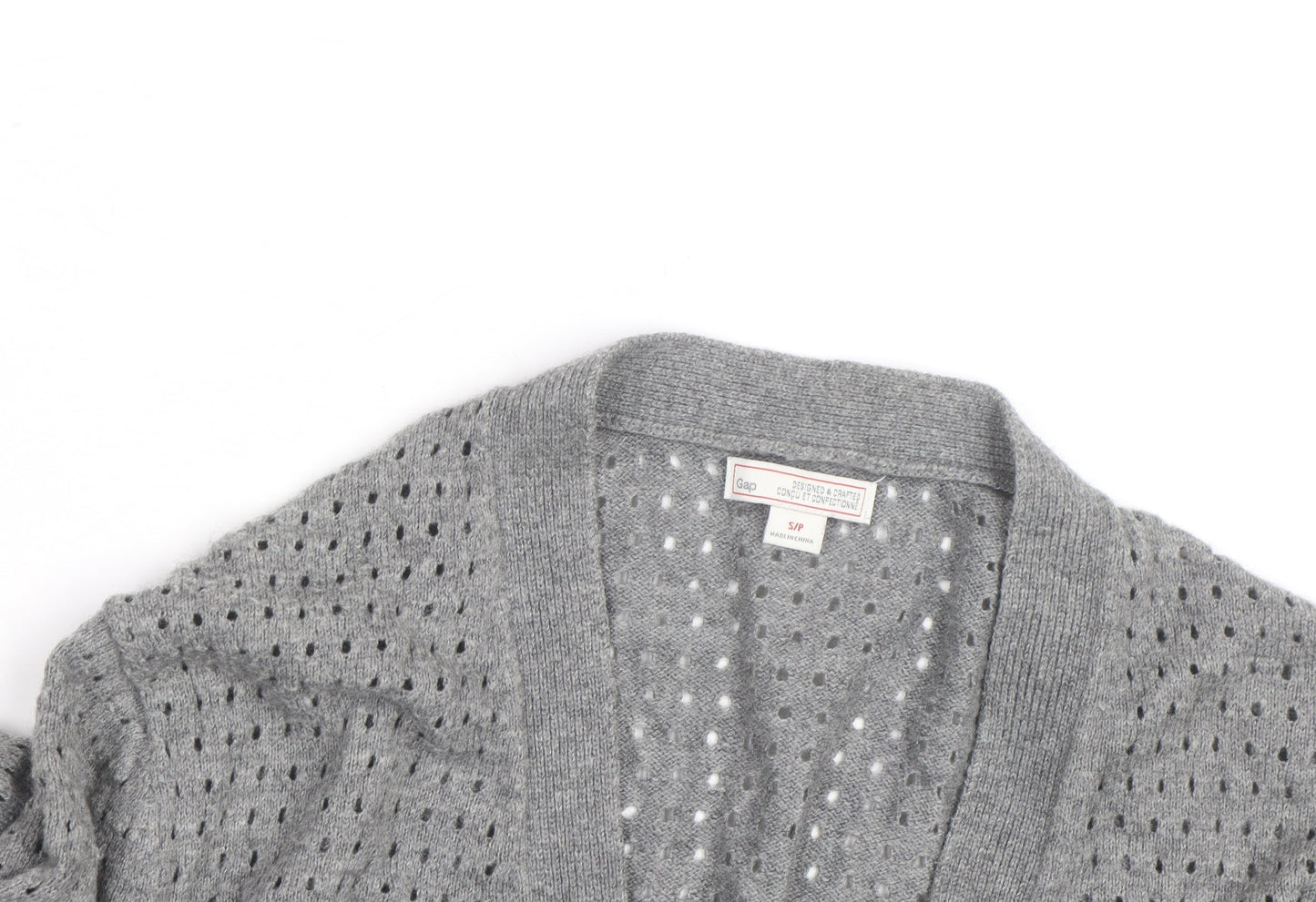 Gap Women Grey Open Knit Button Cardigan Size S
