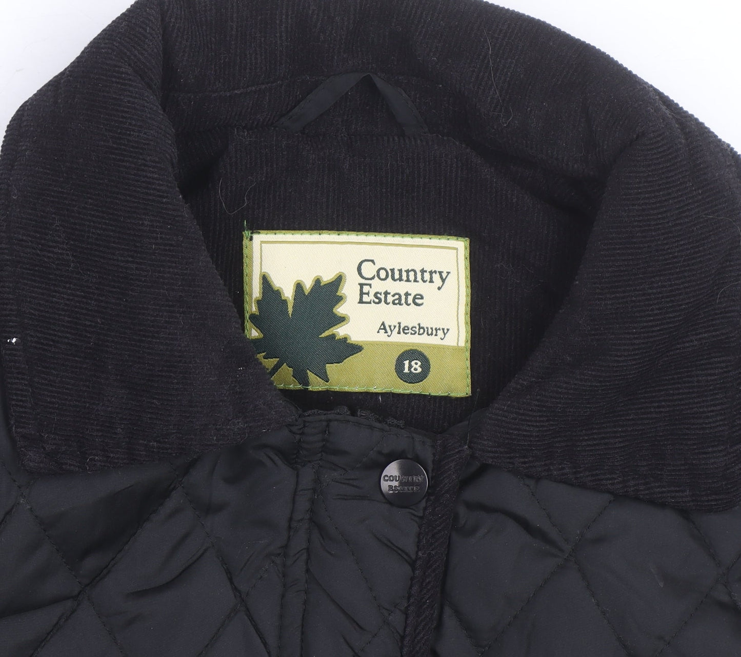 Country Estate Women's Black Quilted Mid-Length Jacket Size 18