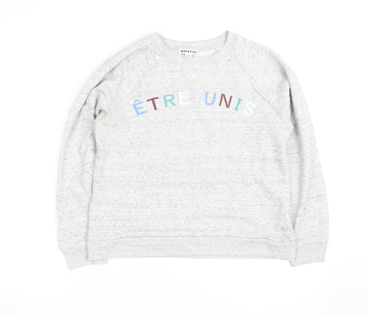 Additional front view of Whistles unisex grey s pullover sweatshirt with logo print