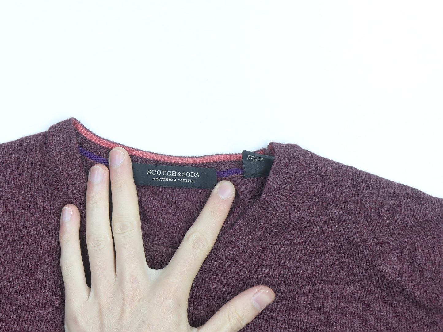 Scotch & Soda Men’s Red Cotton Cashmere Crew Neck Jumper Size M