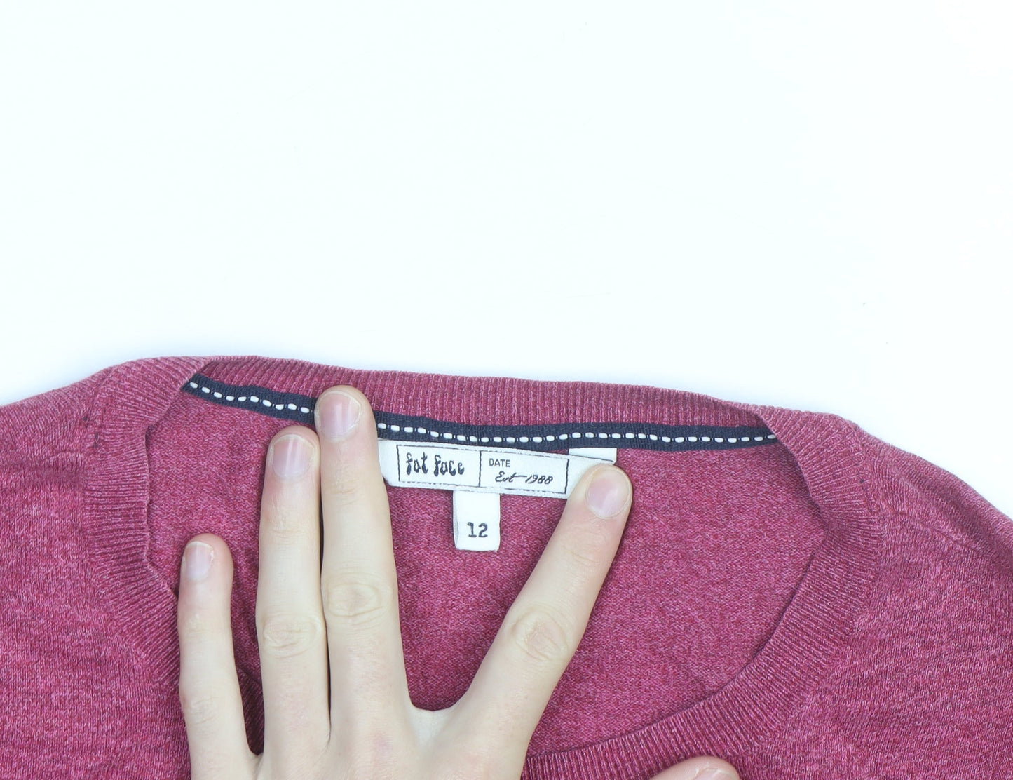 Fat Face Women Pink Size 12 Crew Neck Long Sleeve Cardigan