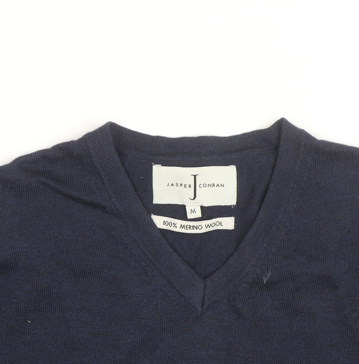 Jasper Conran Men's Blue Merino Wool V-Neck Jumper M
