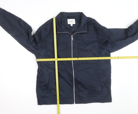 Marks and Spencer Men's Blue Full Zip Bomber Jacket L Regular