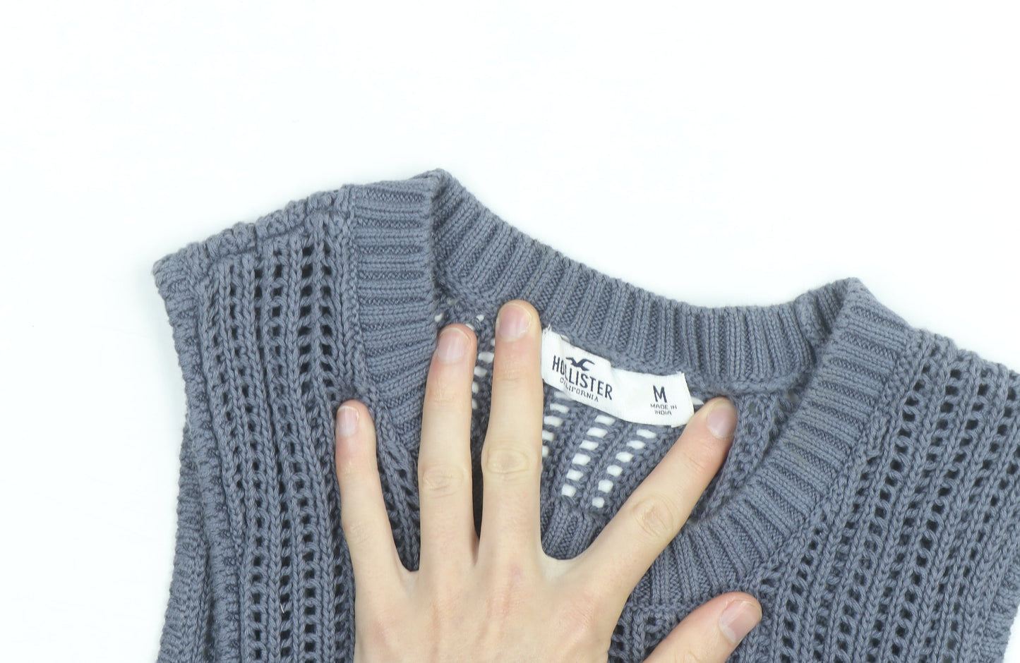Hollister Womens Grey Sleeveless Open Knit Cotton Vest M
