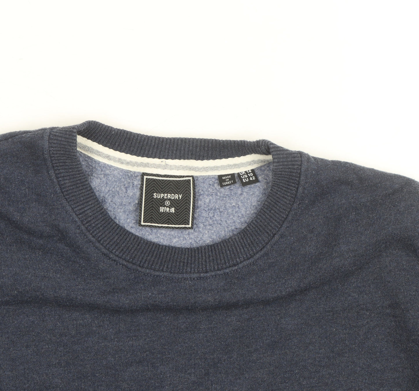 Superdry Women Navy Blue Crew Neck Pullover Sweatshirt Size 10