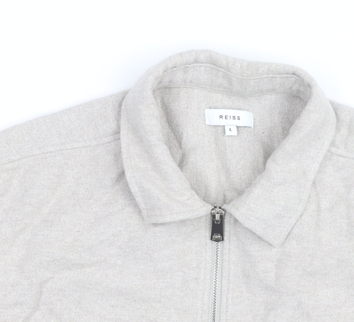 Reiss Men's Beige Wool Blend Zip Jacket L Regular Fit Casual