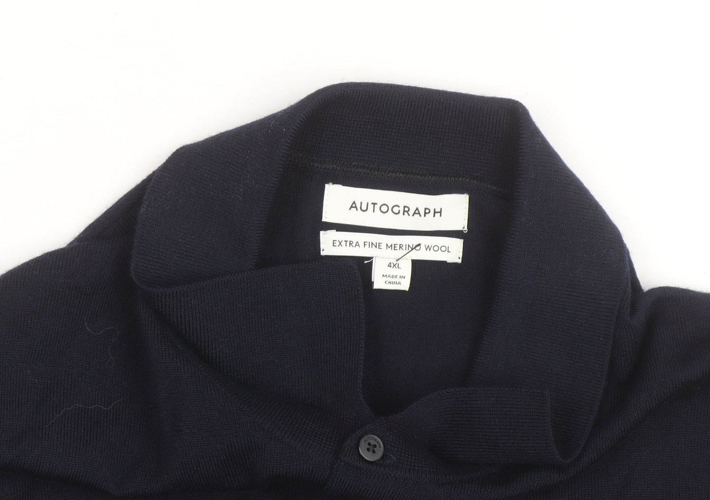 Marks and Spencer Autograph Men’s Black 4XL Merino Wool Long Sleeve Polo