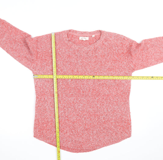 Fat Face Women Pink Crew Neck Chunky-Knit Jumper Size 12