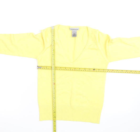Warehouse Women’s Yellow V-Neck Knit Jumper Size 12