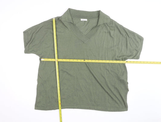 Monsoon Men's Green Viscose Knit Short Sleeve Casual Shirt L