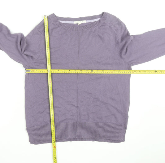 White Stuff Women's Purple Cotton Crew Neck Jumper UK 12