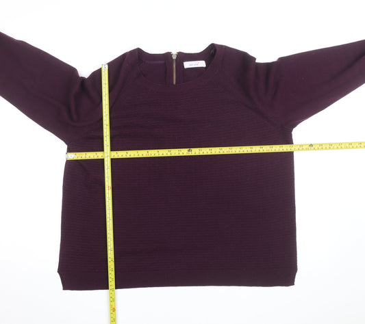 Marks and Spencer Per Una Women's Purple Size 12 Crew Neck Knitted Jumper