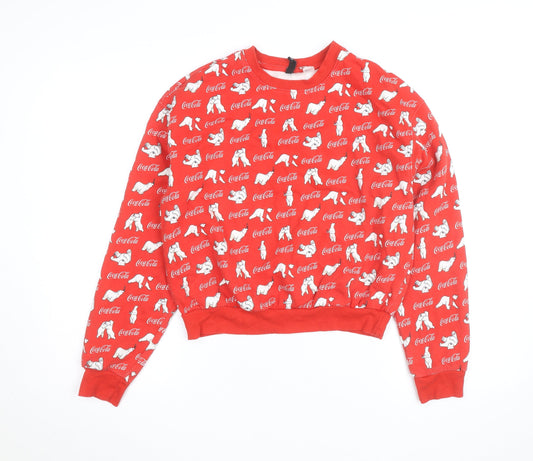 Additional front view of Coca-Cola Red Polar Bear unisex crew neck pullover sweatshirt l