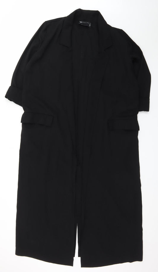 ASOS Design Women Black Longline Blazer Jacket UK 10 Polyester
