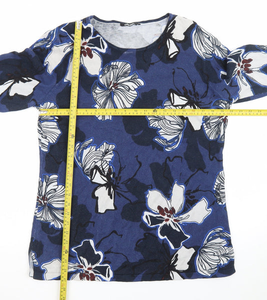 Olsen Women's Blue Floral Long Sleeve Pullover Jumper Size 18
