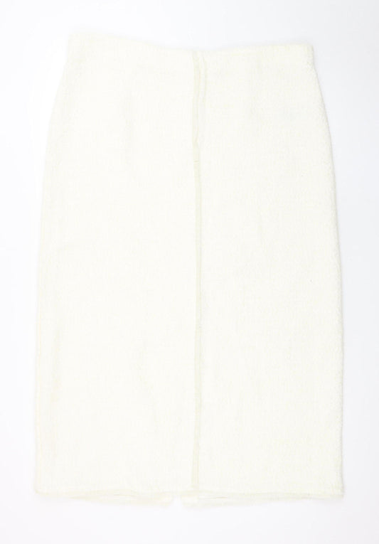 Marks and Spencer Women Ivory Tweed Pencil Skirt Size 18