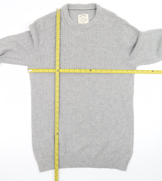 Fat Face Men's Grey Waffle Knit Cotton Wool Pullover Jumper Size M