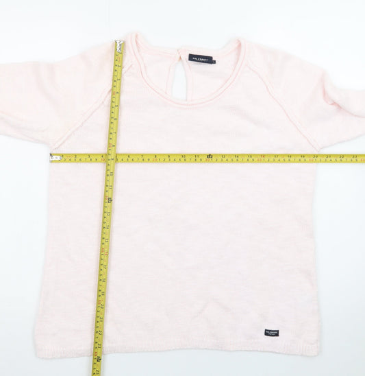 Holebrook Sweden Womens Pink Cotton Knit Jumper Size L Scoop Neck