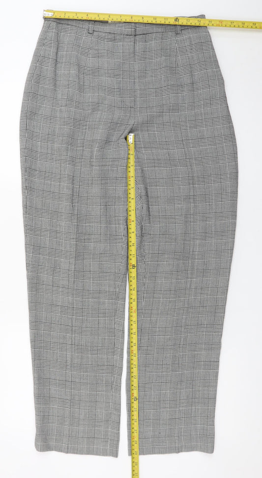 Viyella Petite Women's Grey Check Wool Blend Trousers UK 12