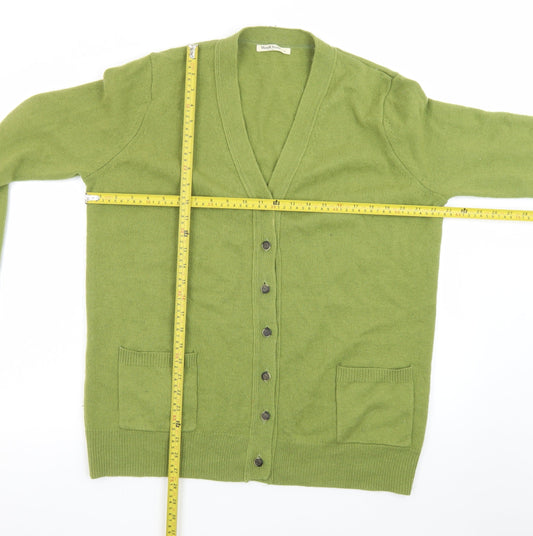 WoolOvers Women Green L Cardigan V-Neck Long Sleeve Wool Blend