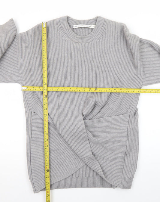 & Other Stories Women Grey Wool Blend Ribbed Pullover Jumper S