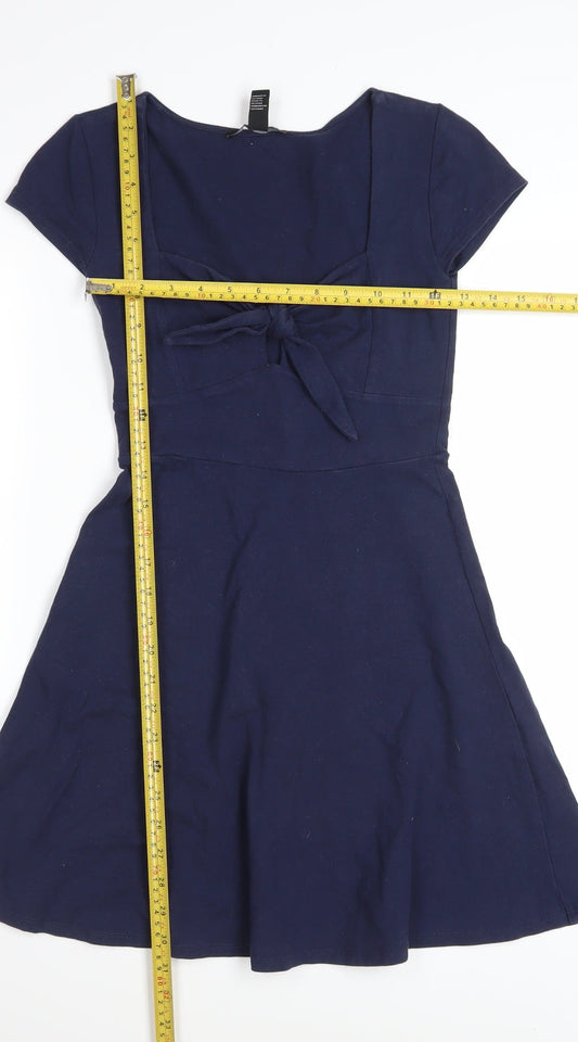 Forever 21 Women's Blue Fit & Flare Bow Knee Length Dress Size S